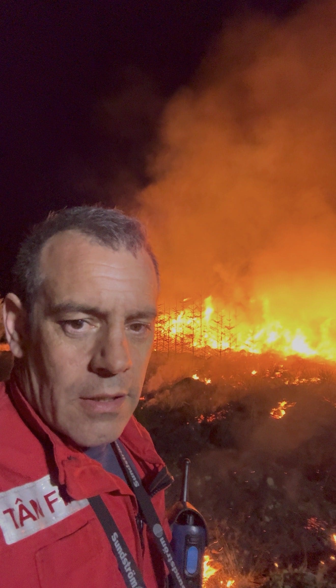 Tony O'Neill, Watch Manager SWFRS, at the Rhigos Mountain wildfire, Rhondda Cynon Taff, Wales, April 2026